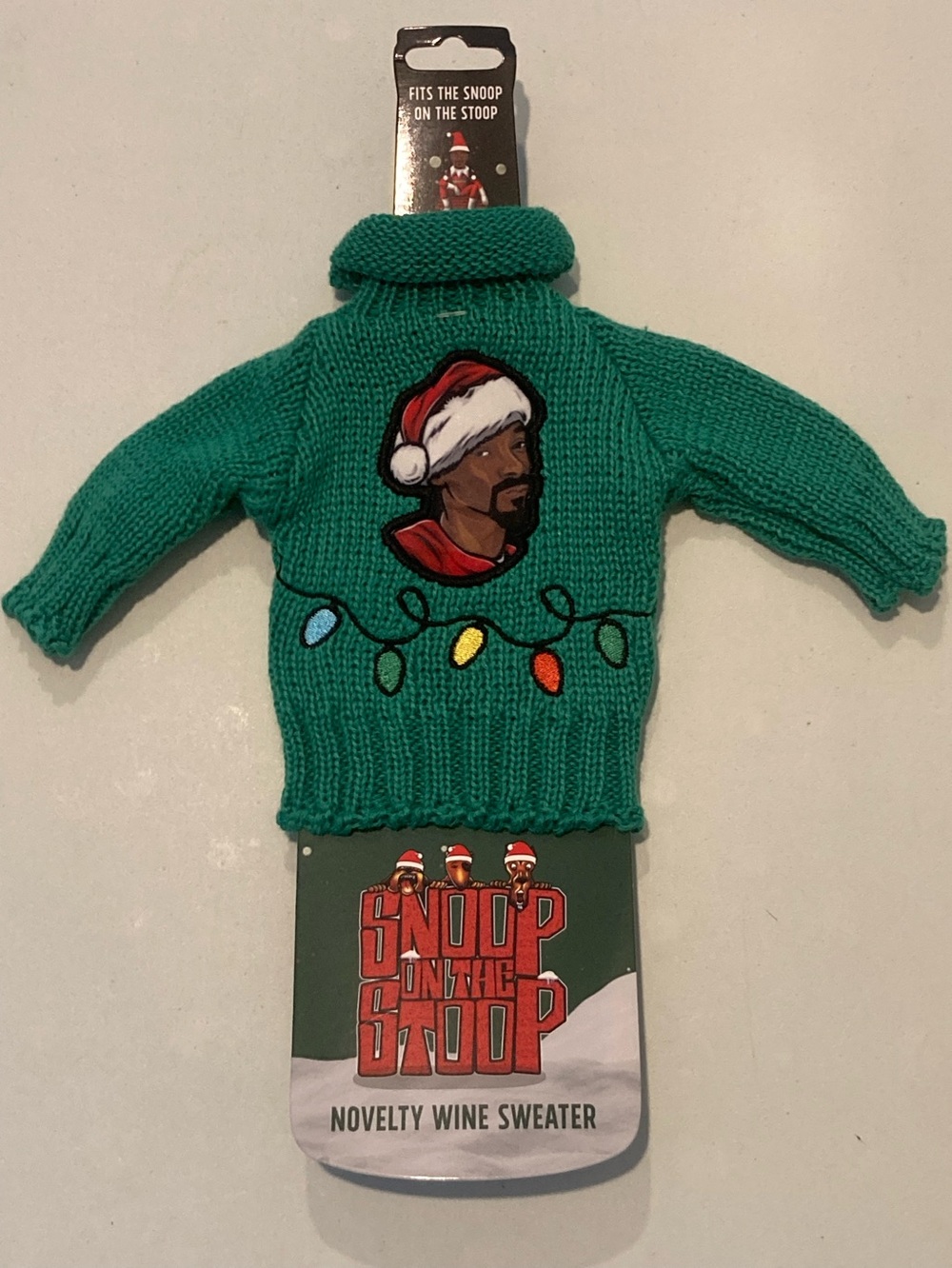 Green Novelty Holiday Sweater for Wine Bottle or Snoop on the Stoop Doll ~ NEW